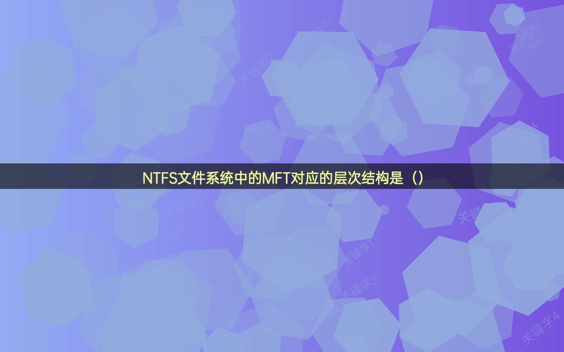 NTFS文件系统中的MFT对应的层次结构是（）