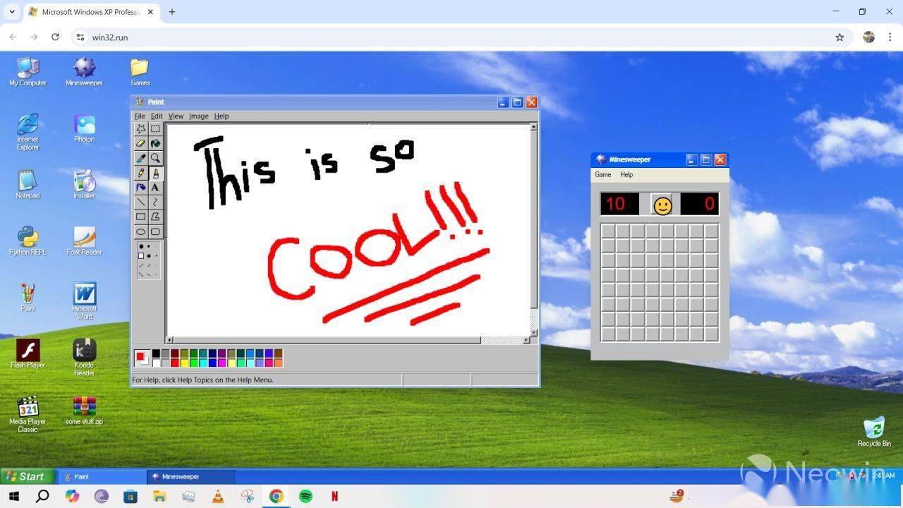 怀旧之旅启动：网页版 WinXP 亮相，可用画图、玩扫雷游戏等